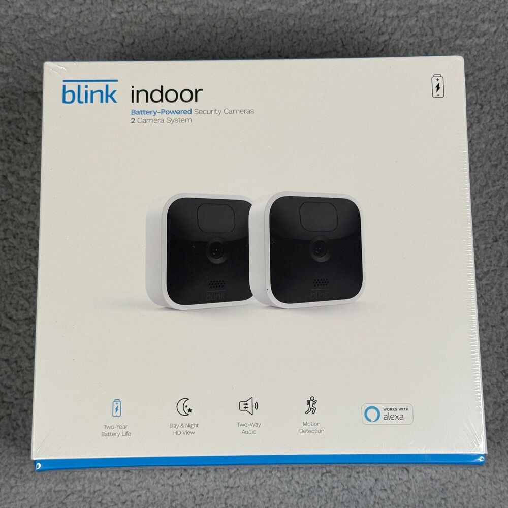 Blink Indoor Camera Security System 2 Pack Battery Powered Alexa 1080p HD New